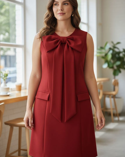 Perfect Mini Red Dress with Bow in the front.