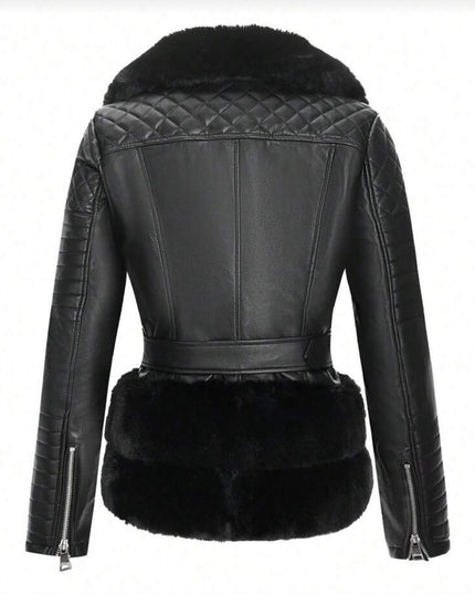 Fur leather coat
