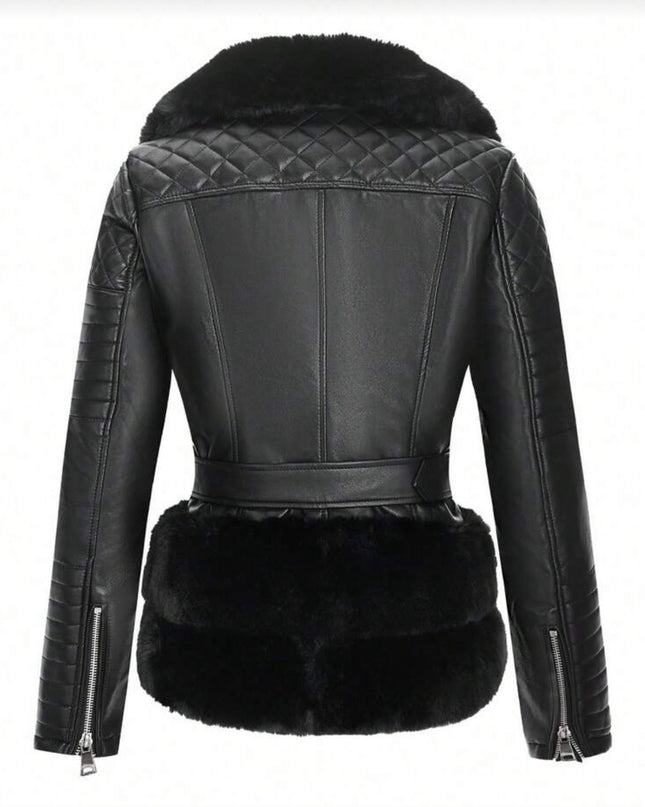 Fur leather coat