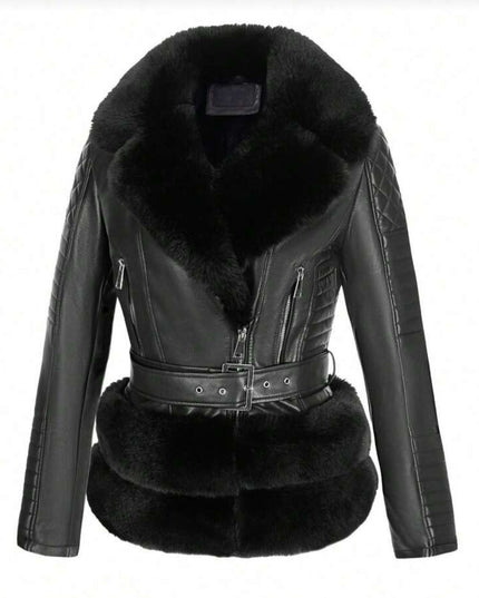 Fur leather coat