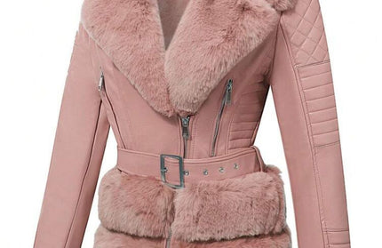 Fur leather coat