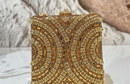 Gold focus clutch purse