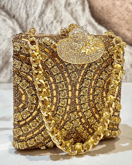 Gold focus clutch purse