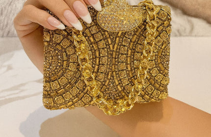 Gold focus clutch purse