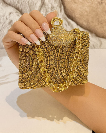 Gold focus clutch purse