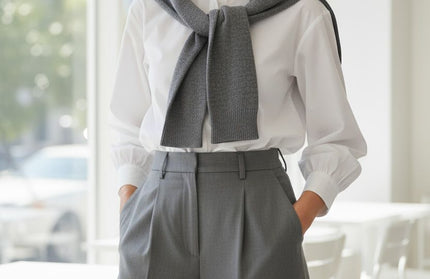 Gray & white pants suit by Luxe Muet