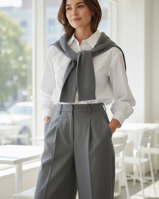 Gray & white pants suit by Luxe Muet