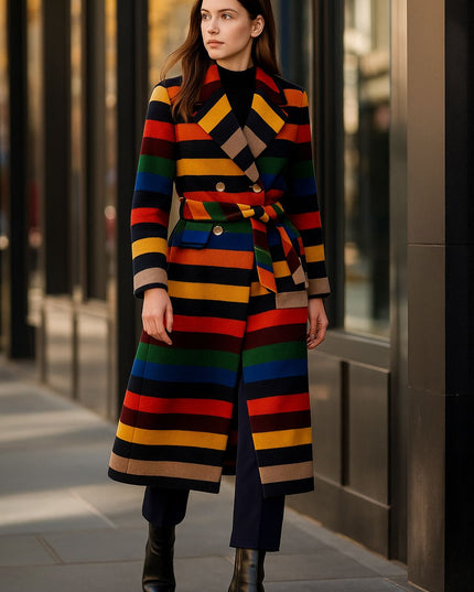 Luxe elegant stripe trench coat
