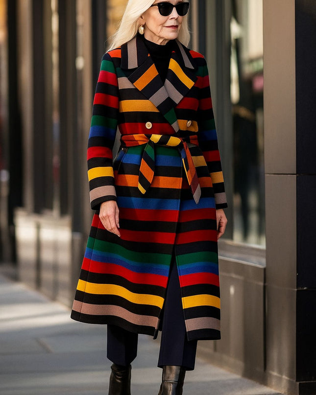Luxe elegant stripe trench coat