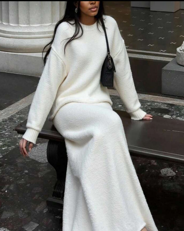 Elegant sweater skirt suit