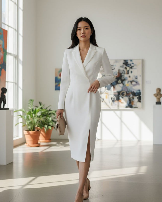 Classic White business formal dress